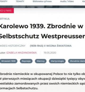 Karolewo 1939. Zbrodnie w obozie Selbstschutz Westpreussen