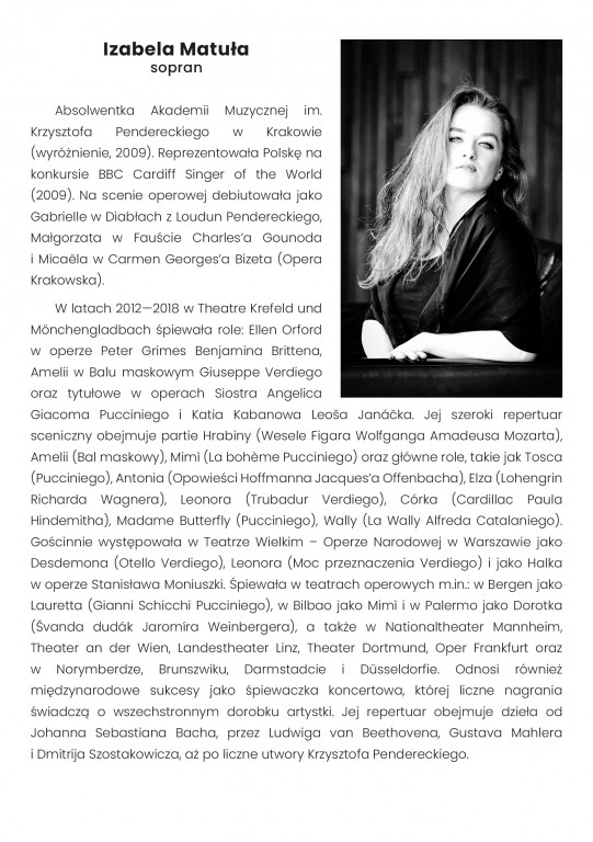 grafika z informacjami o Izabeli Matuła