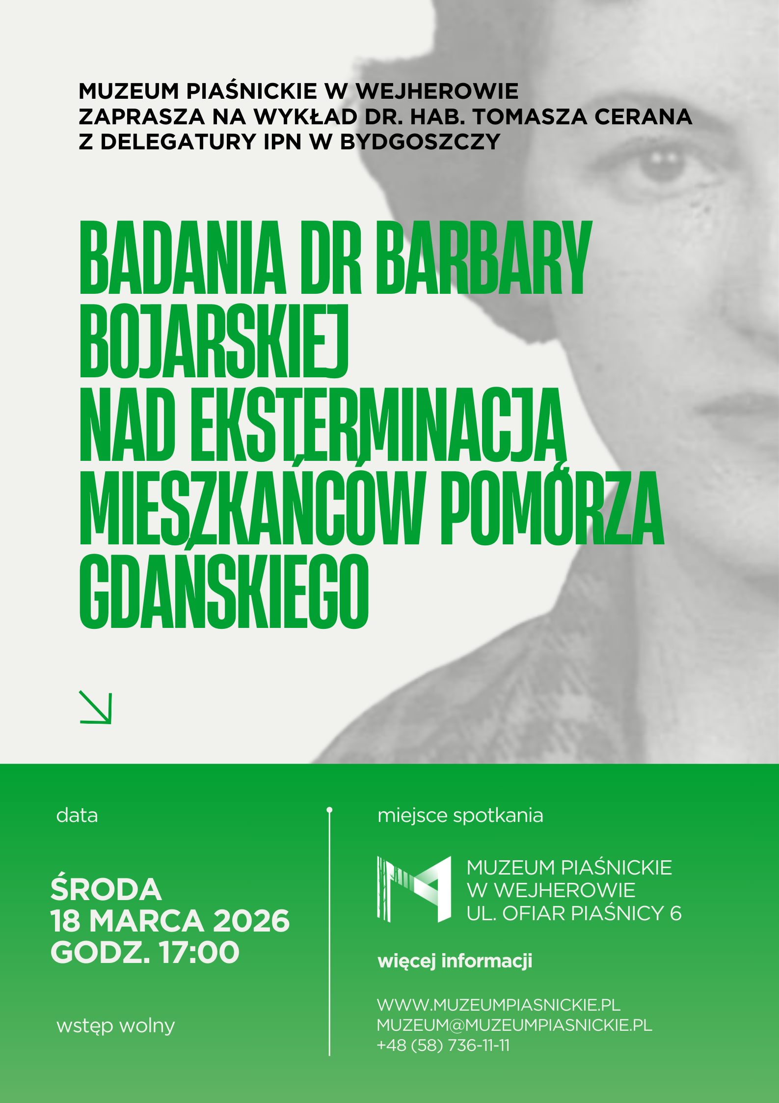 plakat wykładu dr hab. Tomasza Cerana o Barbarze Bojarskiej