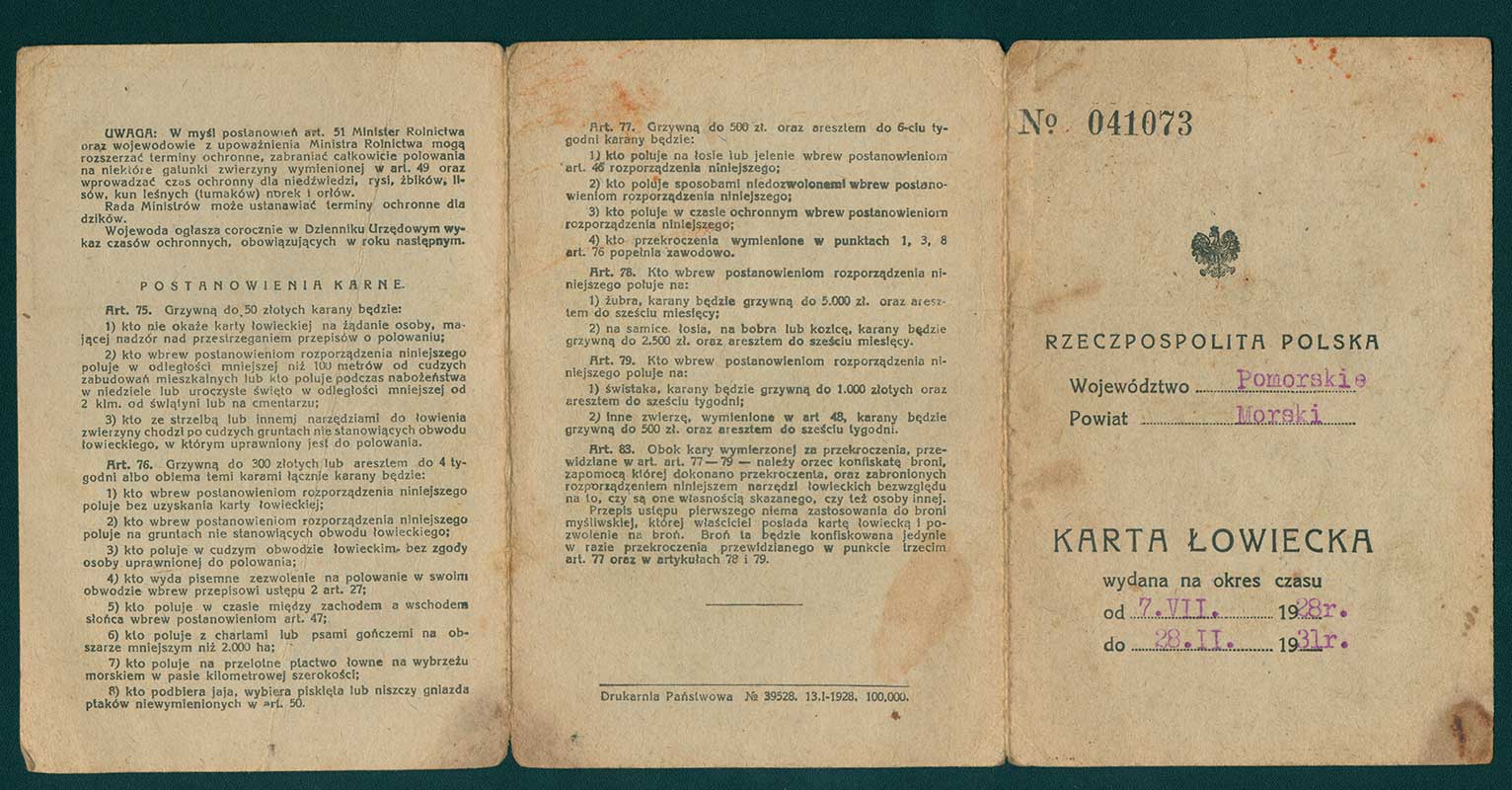 Karta łowiecka Feliksa Klonowskiego strona 2