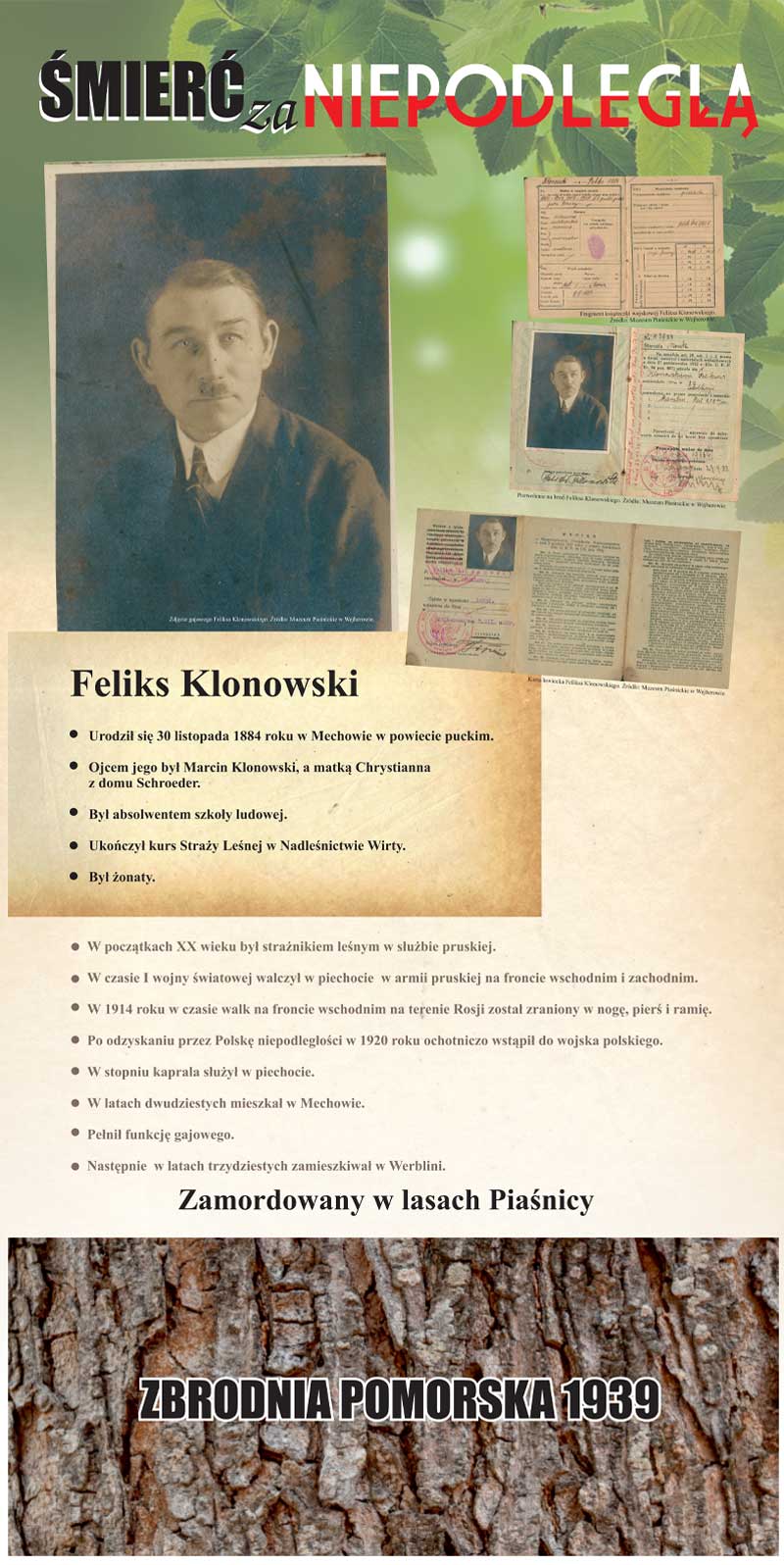 Fragment wystawy mobilnej "Śmierć za niepodległą" Muzeum Piaśnickiego