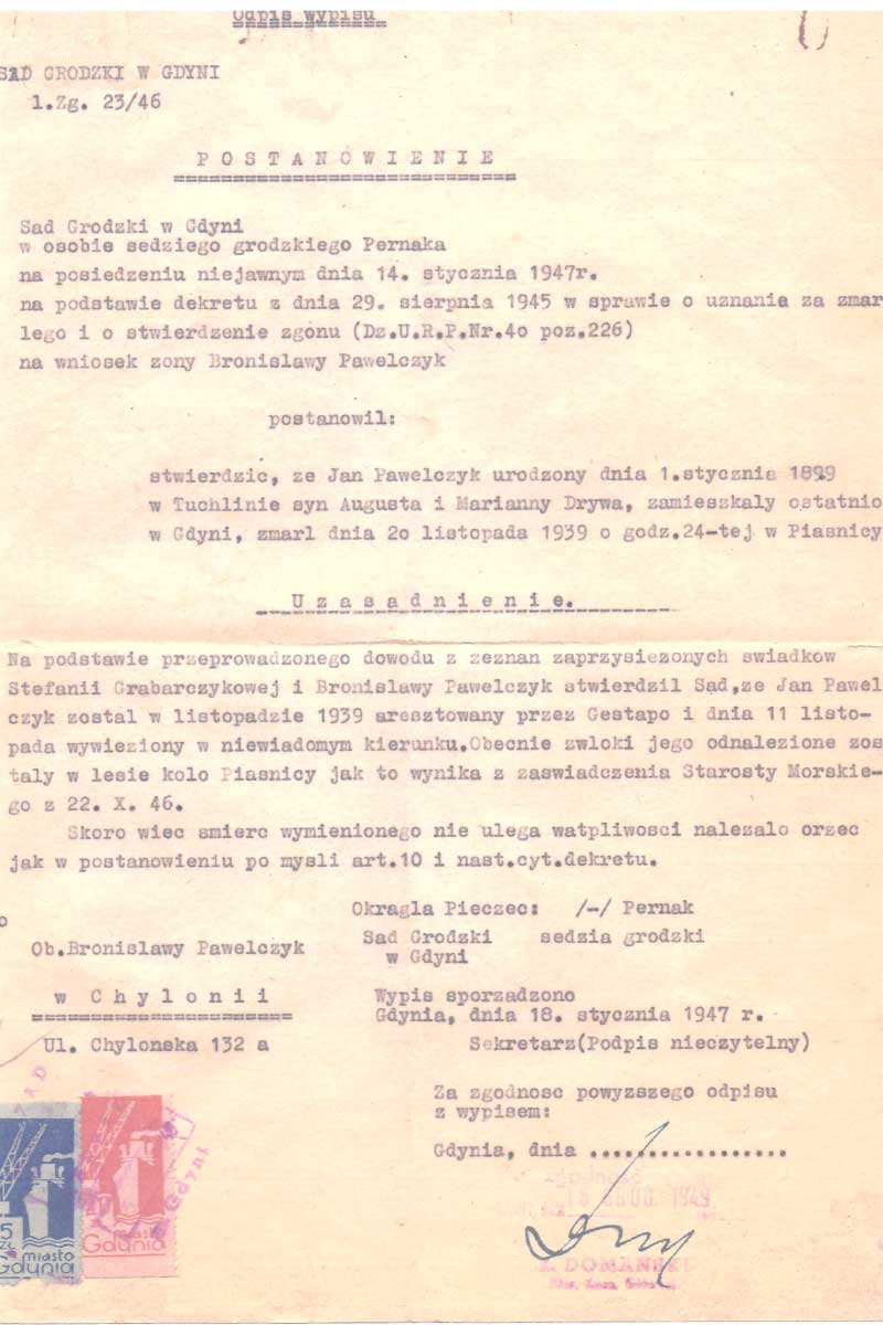 Postanowienie o uznanie za zmarłego
