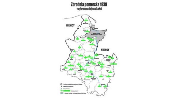 plakat wybrane miejsca kaźni Zbrodni Pomorskiej 1939
